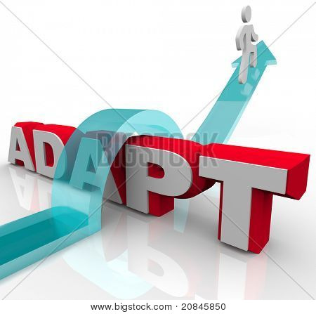 Un homme monté sur une flèche réussit à s'adapter à un défi et les changements de surmonter un obstacle