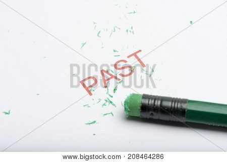 Word 'past' With Worn Pencil Eraser And Shavings