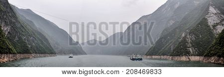 Majestic Three Gorges and Yangtze River in Hubei province in China.