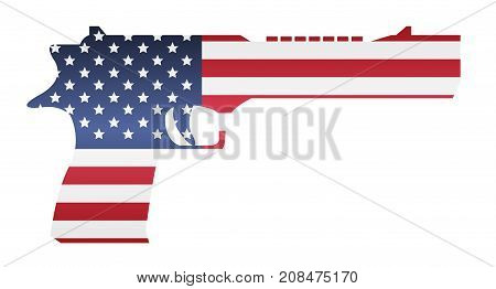 america flag in handgun shape on white background