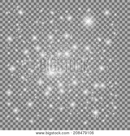 Stellar glow light effect with sparkles on transparent background