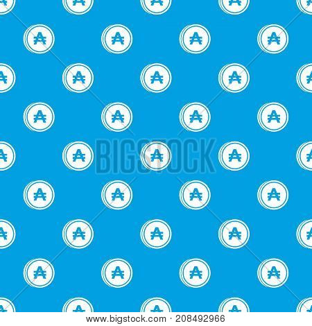 Coin austral pattern repeat seamless in blue color for any design. Vector geometric illustration
