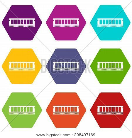 DVD RAM module for the personal computer icon set many color hexahedron isolated on white vector illustration