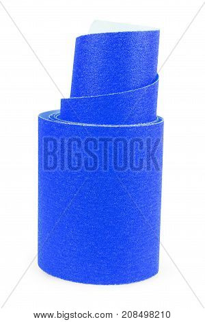 Roll of a sandpaper emery paper isolated over the white background