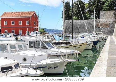 ZADAR, CROATIA - 15 JULY, 2017: Port of Fosa in the city of Zadar, Croatia