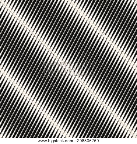 Vector geometric halftone diagonal stripes seamless pattern. Black and white slanted graphic lines. Gradient transition effect texture. Modern monochrome abstract background. Repeat design element.