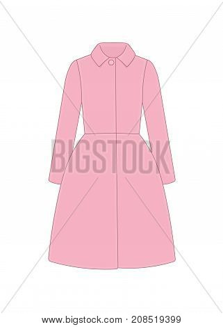 Women's coat robe. Cashmere and wool. Trendy model of women's wardrobe. Vector illustration