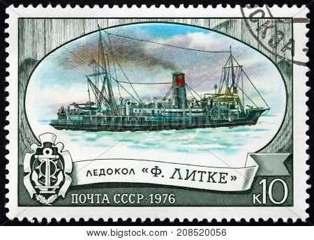 RUSSIA - CIRCA 1976: a stamp printed in the Russia shows Fedor Litke Icebreaking Steamship circa 1976