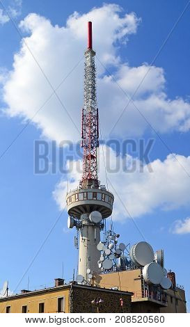 TV tower on the mountain near Tokaj city Hungary