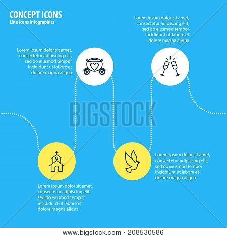 Editable Pack Of Wineglass, Chariot, Pigeon And Other Elements.  Vector Illustration Of 4 Engagement Icons.