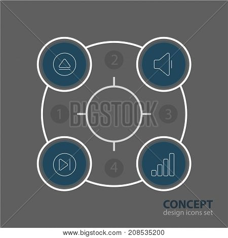 Editable Pack Of Decrease Sound, Rewind, Subsequent And Other Elements.  Vector Illustration Of 4 Melody Icons.