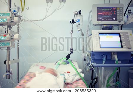 Child in the newborn intensive care unit.