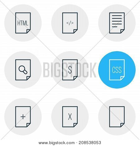 Editable Pack Of Dollar, File, Search And Other Elements.  Vector Illustration Of 9 Paper Icons.