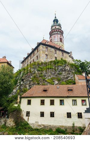 Krumlov Castle in Czech Krumlov. Medieval fortress in Czech Republic