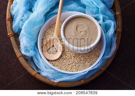 tahini and sesame seeds - food and drink