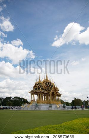Bangkok Thailand 28 September 2017 unrecognized people visiting Barom Mangalanusarani Pavillian in the area of Ananta Samakhom Throne Hall