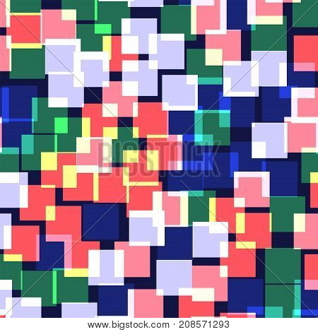 Abstract Squares Pattern. Deep Blue Geometric Background. Ravishing Random Squares. Geometric Chaoti