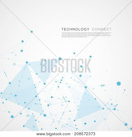 Abstract digital poly mesh background design. Connect geometric polygonal structure with lines and dots.