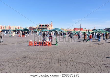 Jeema El Fna Square In Marrakech. Morocco