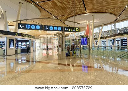 Marrakesh Morocco - Jan 21 2017: View of departure hall of Menara Airport