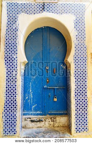 Traditional Moroccan entry door in Fes. Morocco