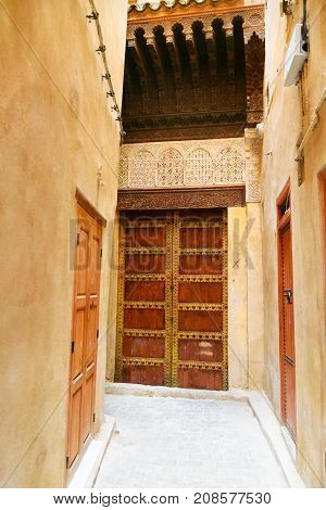 On The Narrow Street In Fes El Bali Medina. Fes. Morocco