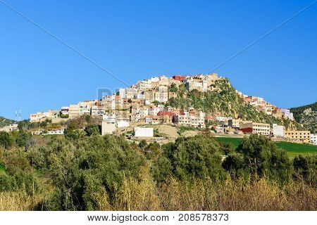 View of Moulay Idriss Zerhoun  city  Morocco
