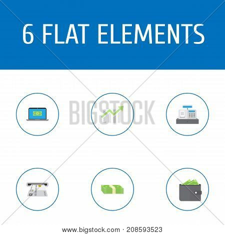 Flat Icons Till, Computer, Bar Diagram And Other Vector Elements