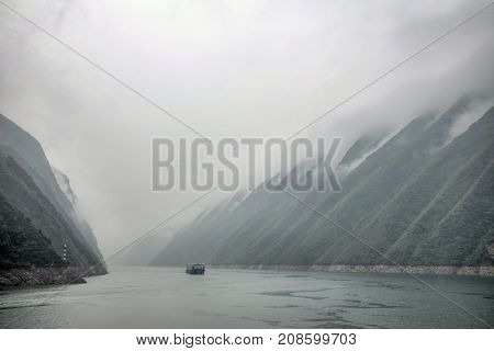 Majestic Three Gorges and Yangtze River in Hubei province in China.