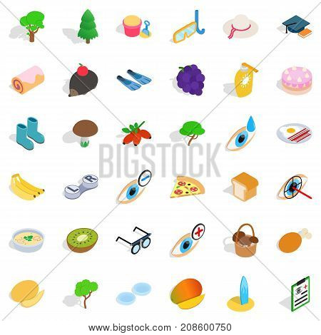 Lenses icons set. Isometric style of 36 lenses vector icons for web isolated on white background