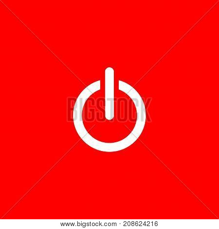 On off flat vector icon on a red background