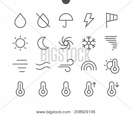 Weather UI Pixel Perfect Well-crafted Vector Thin Line Icons 48x48 Ready for 24x24 Grid for Web Graphics and Apps with Editable Stroke. Simple Minimal Pictogram Part 1-3