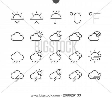Weather UI Pixel Perfect Well-crafted Vector Thin Line Icons 48x48 Ready for 24x24 Grid for Web Graphics and Apps with Editable Stroke. Simple Minimal Pictogram Part 2-3