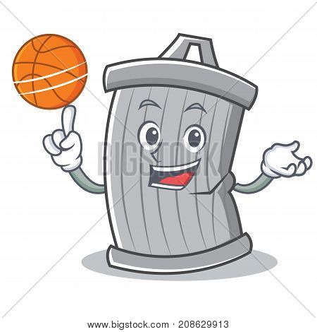 With basketball trash character cartoon style vector illsutration