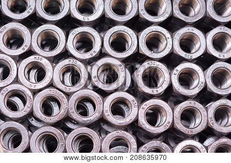 Nuts In Internal Thread, Are Folded In A Row. Background