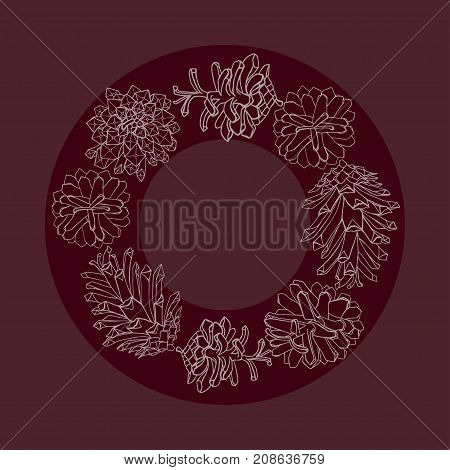 round frame with cones of alders. cone wreath