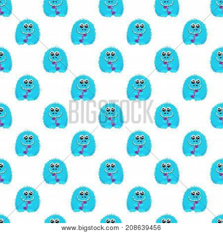 Abstract Seamless Pattern For Girls Or Boys. Creative Vector Background With A Fluffy Cute Monster,
