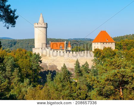 Medieval gothic castle Kokorin, Kokorinsko protected landscape area, Czech Republic.