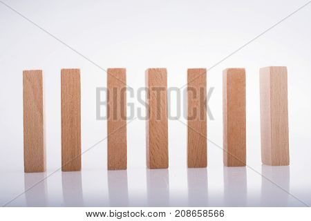 Wooden Domino Blocks On White Background