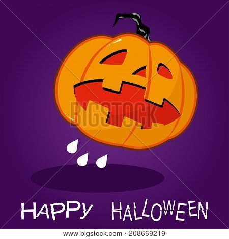 Happy Halloween poster. Vector cartoon illustration with pumpkin.