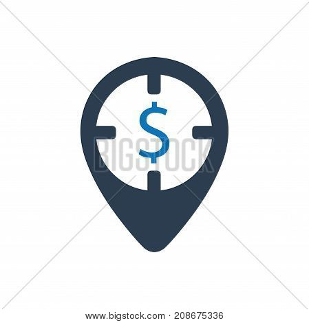 Icon, bank, location, map, marketing, business, place	,sign, symbol