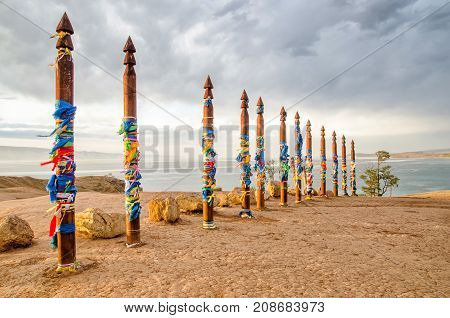 Sacread buryat place Burkhan on Olkhon island, lake Baikal, Russia