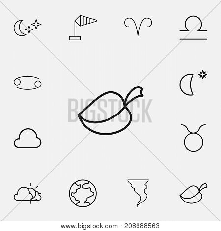 Set Of 12 Editable Air Outline Icons. Includes Symbols Such As Lion, World, Breeze Vane And More