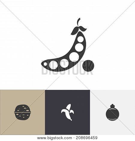 Set Of 4 Editable Cookware Icons. Includes Symbols Such As Pecan, Garnet, Banana And More