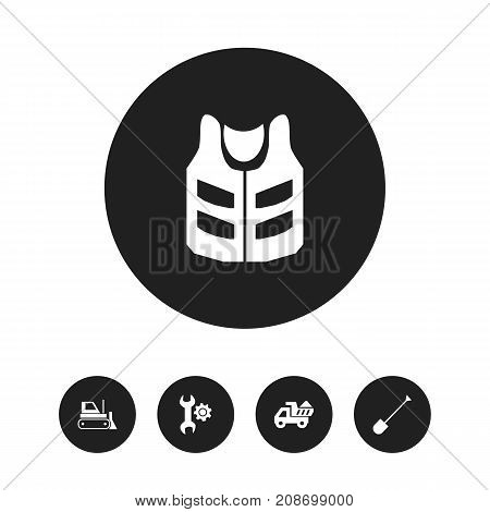 Set Of 5 Editable Building Icons. Includes Symbols Such As Mending, Spade, Cork Jacket And More