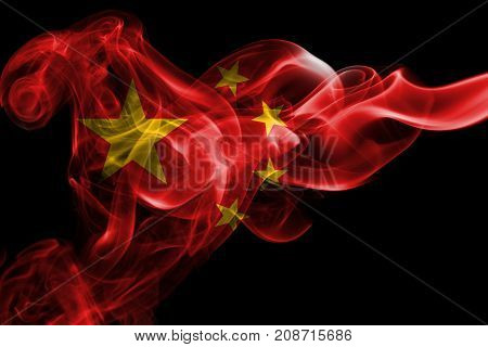 National smoke flag of China isolated on black background