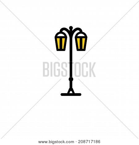 Outline streetlight icon. Isolated parks design element vector illustration on white background in lineart new moderm style