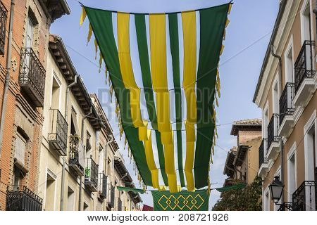Tourism, traditional medieval festival in the streets of Alcala de Henares, Madrid Spain