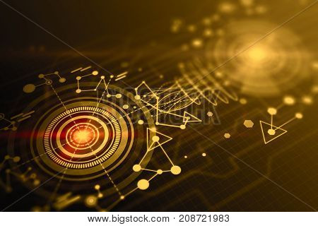 Glowing business chart hologram background. Innovation interface concept. 3D Rendering