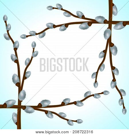 Vector background with willow tree branch for easter greeting card